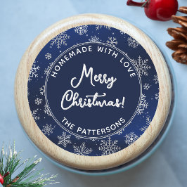 Weihnachts-Schneeflocken in Gradient Blue Runder Aufkleber