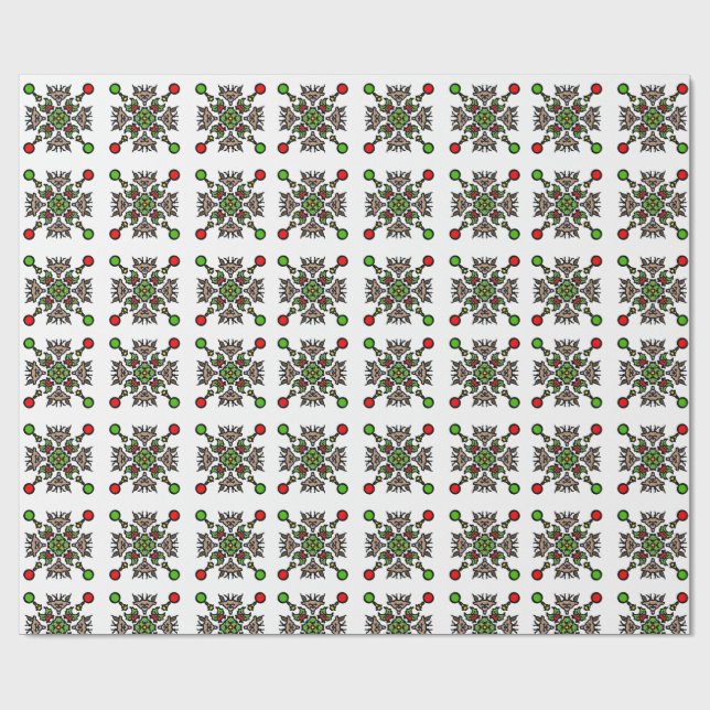 Weihnachts-Schneeflocken-Mandala Geschenkpapier (Flach)
