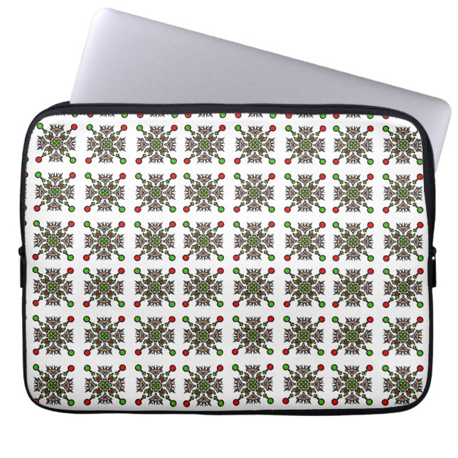 Weihnachts-Schneeflocken-Mandala Laptopschutzhülle (Vorderseite)