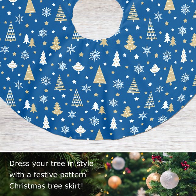 Weihnachts-Schneeflocken Muster Blau Polyester Weihnachtsbaumdecke (Von Creator hochgeladen)