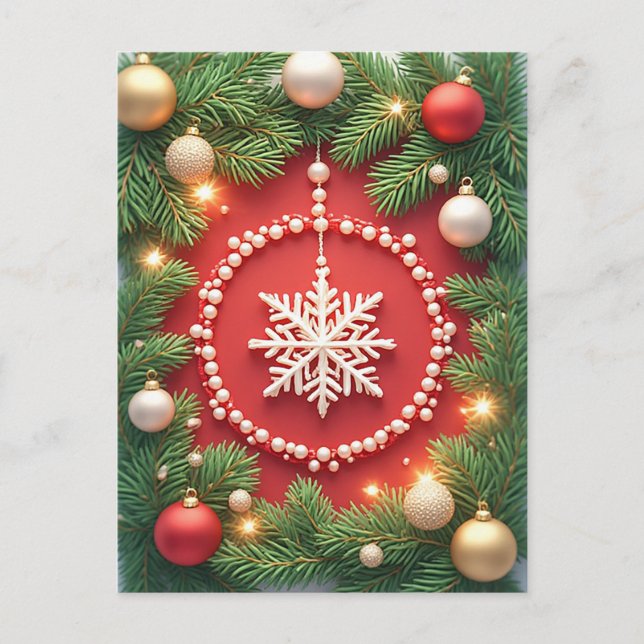 Weihnachts-Schneeflocken Postkarte (Vorderseite)