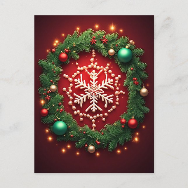 Weihnachts-Schneeflocken Postkarte (Vorderseite)