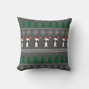 Weihnachts-Schneeflocken, Santa-Hund, Baum Kissen
