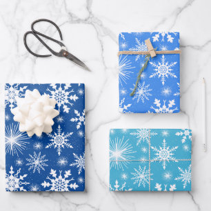 Weihnachts-Schneeflocken-Schatten von Blau Geschenkpapier Set