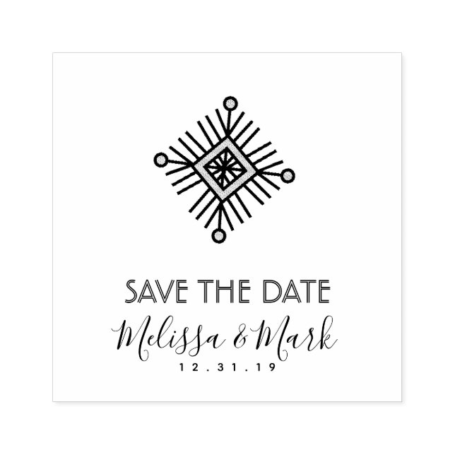 Weihnachts-Schneeflocken-Square-Stil Save the Date Gummistempel (Prägung)