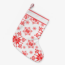 Weihnachts-Schneeflocken-Strumpf in Rot und Weiß. Kleiner Weihnachtsstrumpf