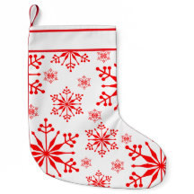 Weihnachts-Schneeflocken-Strumpf in Rot und Weiß.