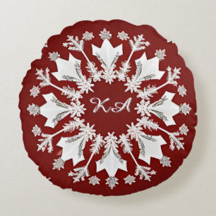 Weihnachts-Schneeflockendesign Rundes Kissen