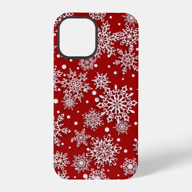 Weihnachts-Schneeflockenmuster iPhone 12 Pro Hülle (Rückseite)