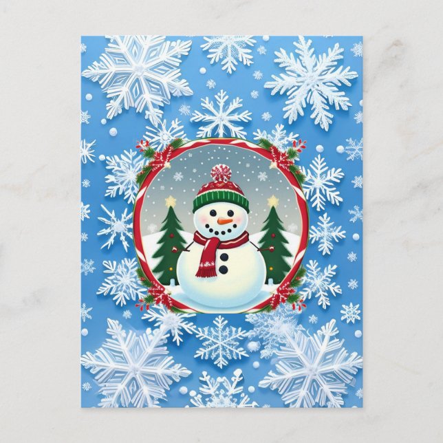 Weihnachts-Schneeflockenmuster Postkarte (Vorderseite)