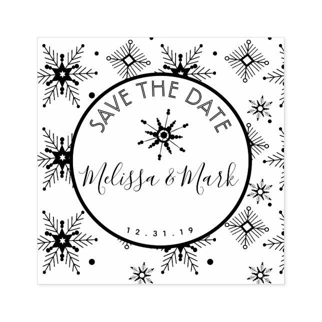 Weihnachts-Schneeflockenmuster Save the Date Gummistempel (Prägung)