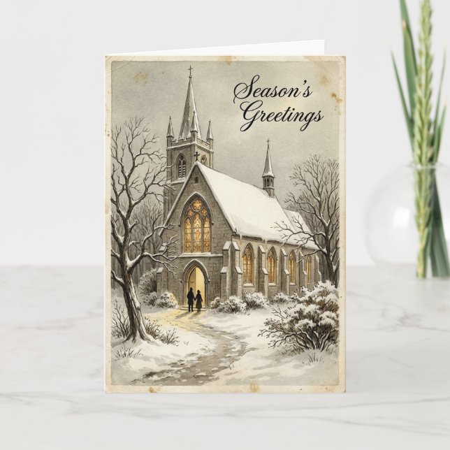 Weihnachts-Schneekirche Karte (Vorderseite)