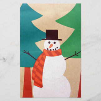 Weihnachts-Schneemann & Bäume Briefpapier