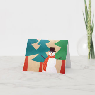 Weihnachts-Schneemann & Bäume Feiertagskarte