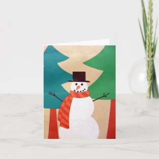 Weihnachts-Schneemann & Bäume Feiertagskarte