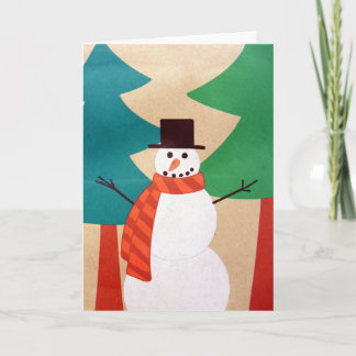 Weihnachts-Schneemann & Bäume Feiertagskarte