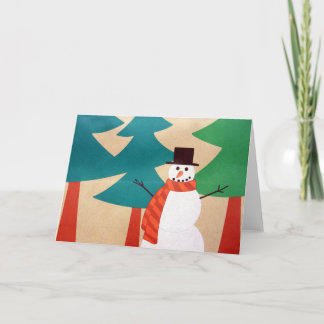 Weihnachts-Schneemann & Bäume Feiertagskarte