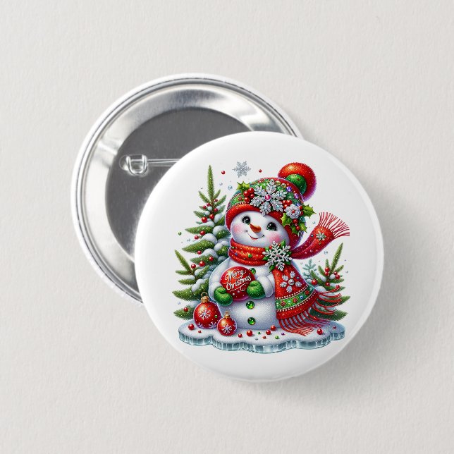Weihnachts-Schneemann Button (Vorne & Hinten)