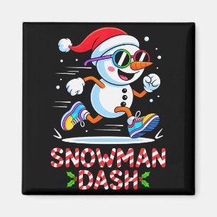 Weihnachts-Schneemann-Dash-Lauf-Läufer-Marathon-Te Magnet