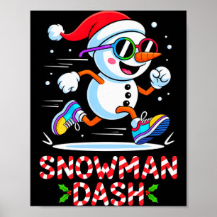 Weihnachts Schneemann Dash Lauf Läufer Marathon Te Poster