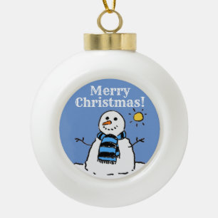 Weihnachts-Schneemann-Design mit Frohe Weihnachten Keramik Kugel-Ornament