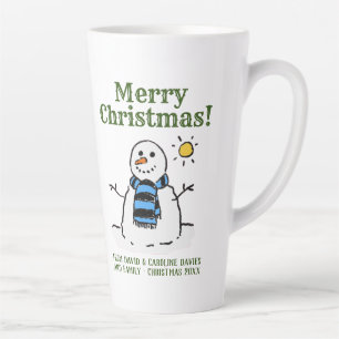 Weihnachts-Schneemann-Design mit persönlicher Gruß Milchtasse