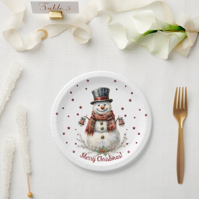 Weihnachts-Schneemann-Feierparty Pappteller (Hochzeit)