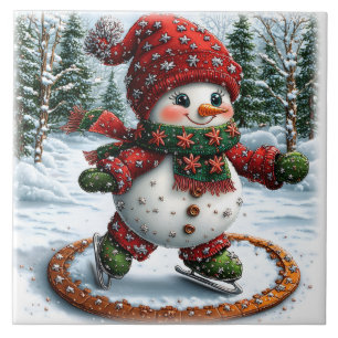 Weihnachts-Schneemann Fliese