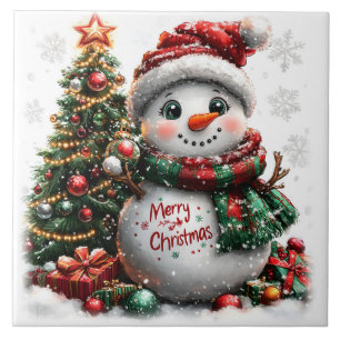 Weihnachts-Schneemann Fliese