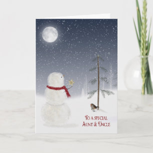 Weihnachts-Schneemann für Tante und Onkel Feiertagskarte