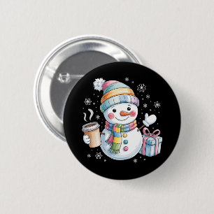 Weihnachts Schneemann Geschenk Urlaub Winter Xmas Button