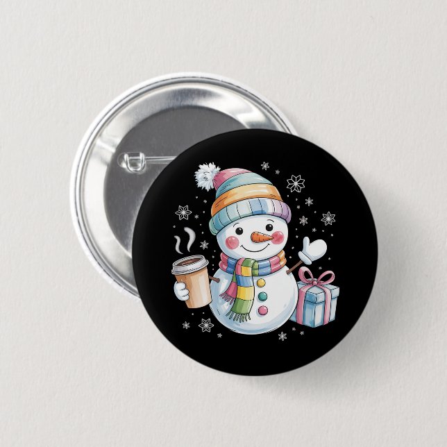 Weihnachts Schneemann Geschenk Urlaub Winter Xmas  Button (Vorne & Hinten)