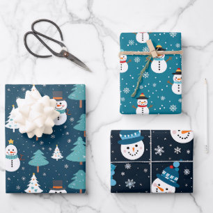 Weihnachts-Schneemann-Geschenkpapier Geschenkpapier Set