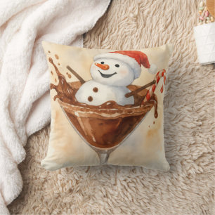 Weihnachts-Schneemann in einem Schokoladen-Martini Kissen