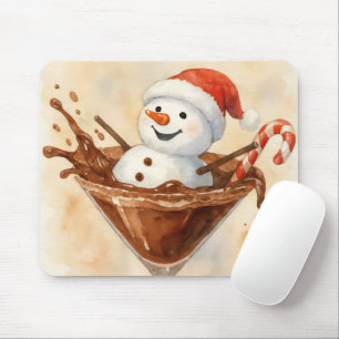 Weihnachts-Schneemann in einem Schokoladen-Martini Mousepad
