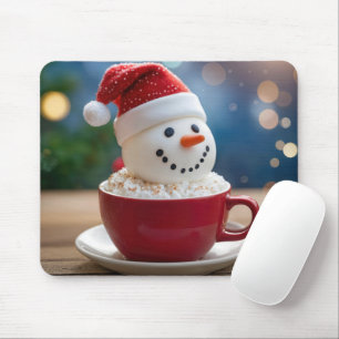 Weihnachts-Schneemann in heißer Schokolade Mousepad