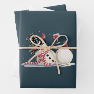 Weihnachts-Schneemann mit Wein-Geschenk Xmas Trink Geschenkpapier Set