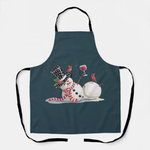 Weihnachts-Schneemann mit Wein-Geschenk Xmas Trink Schürze