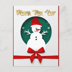 Weihnachts-Schneemann mit winterlichem Schneeflock Feiertagspostkarte