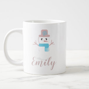 Weihnachts-Schneemann Pastell Rosa Name  Jumbo-Tasse