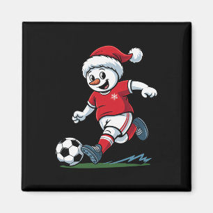 Weihnachts-Schneemann spielt Fußball Lustiger Spie Magnet