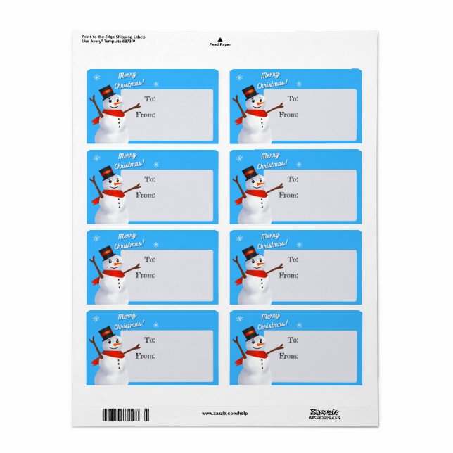 Weihnachts-Schneemann von Label Aufklebern (Vorne)