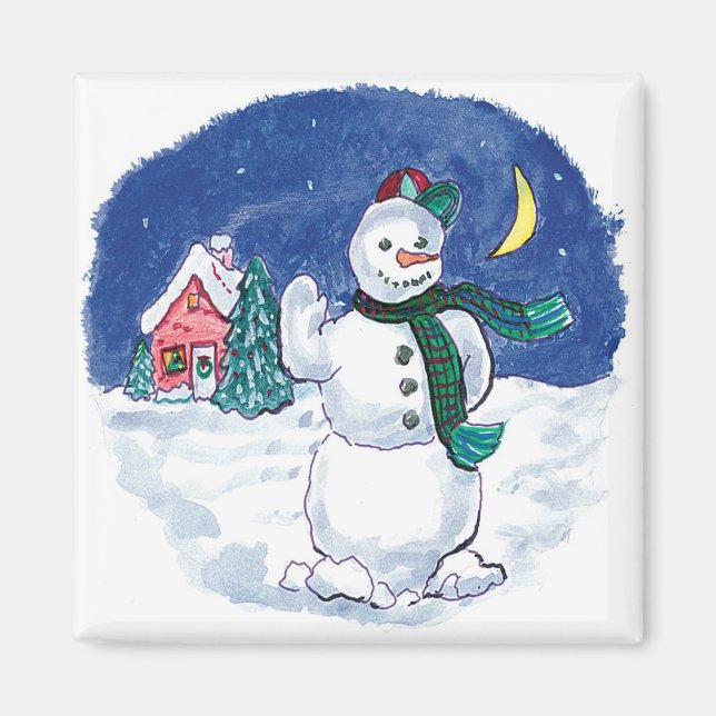 Weihnachts-Schneemann Waving Magnet (Vorne)