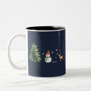 Weihnachts-Schneemann Xmas Baum Rentier Winterzeit Zweifarbige Tasse