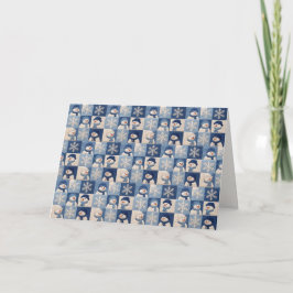 Weihnachts-Schneemänner und Schneeflocken-Quiltmus Karte