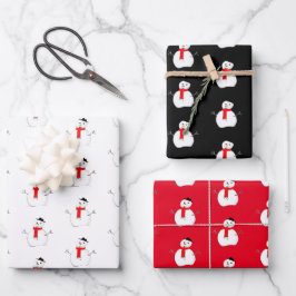 Weihnachts-Schneeurlaub Rot schwarz stilvoll Geschenkpapier Set