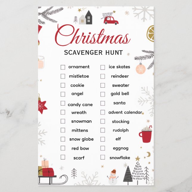 Weihnachts-Schnitzeljagd-Checkliste Kunst Flyer (Vorne)