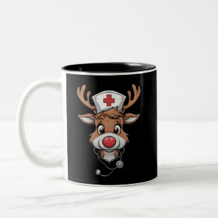 Weihnachts-Schrubben-Top-Rentier-Gummihandschuhe-K Zweifarbige Tasse
