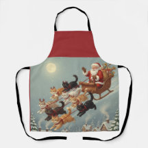 Weihnachts-Schürze mit Santa-Schlitten und fliegen