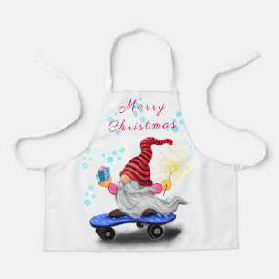 Weihnachts-Schürze Skater Gnome mit Geschenken Schürze
